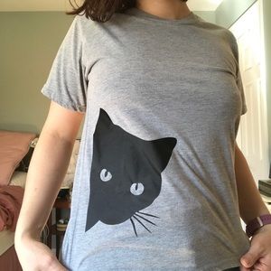 Grey cat tee